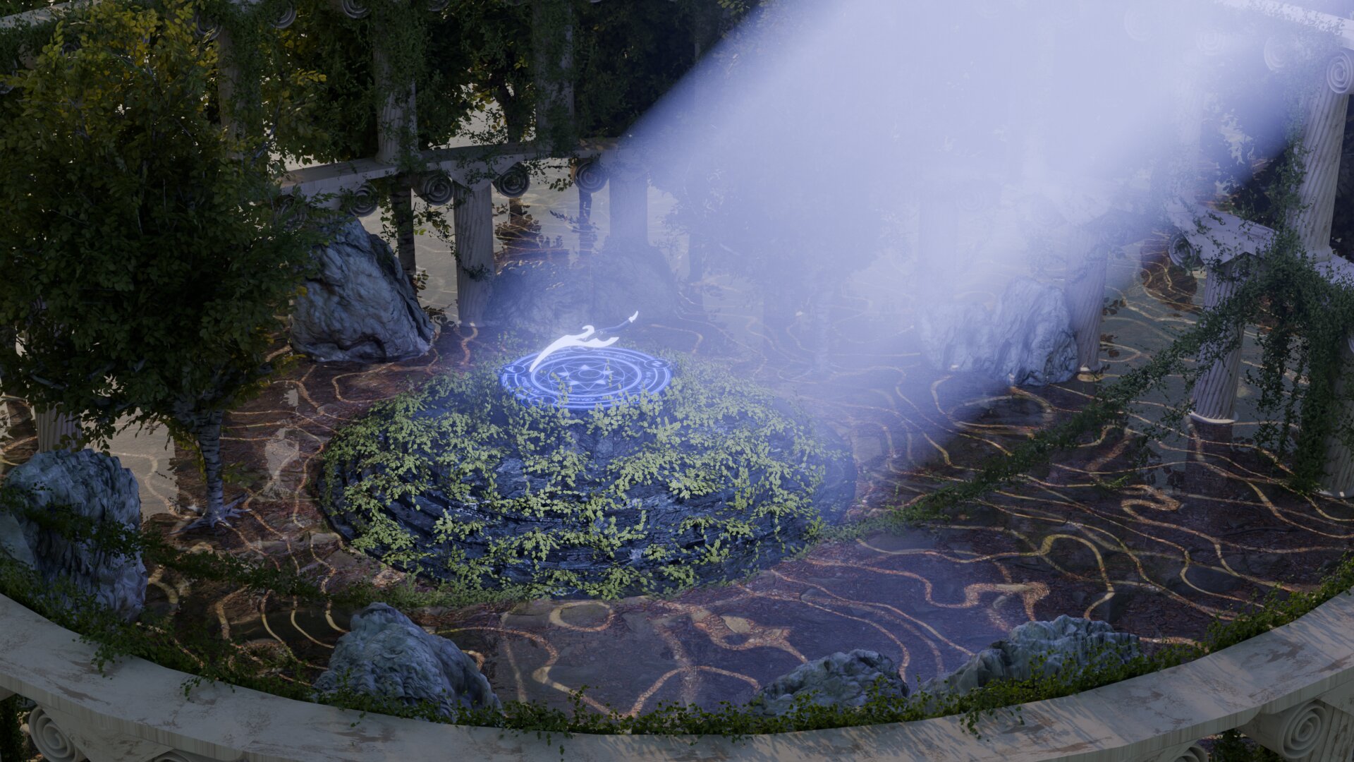 Hidden Ruins fantasy sword scene